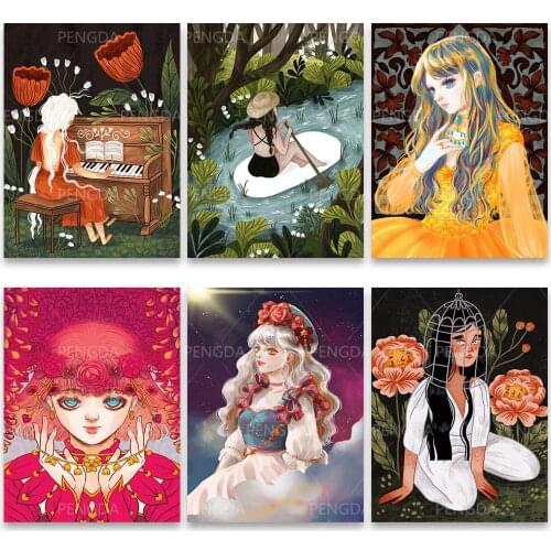 Wall Decor Art Forest Full Round Drill Perfect Girl 5D Diamond Painting Aestheticism Pictures Embroidery Vintage Cross Stitch