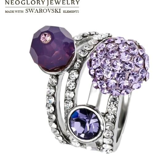 Neoglory Austria Crystal & Auden Rhinestone Finger Ring Geometric Style Alloy Plated For Lady Party Jewelry Brand Sale