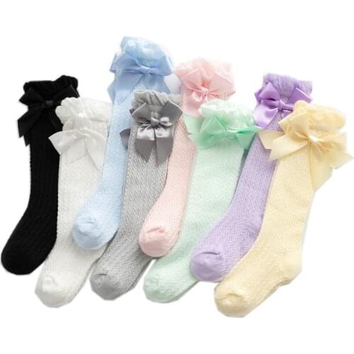 Baby Girls Socks Toddler Spanish Style Bow Cotton Mesh Breathable Newborn Infant Socks 0-3 Years for Baby Girl