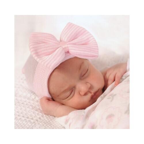 2020 new European and American Baby Hat big bow knitting Pullover childrens hat lovely baby hat in autumn and winter