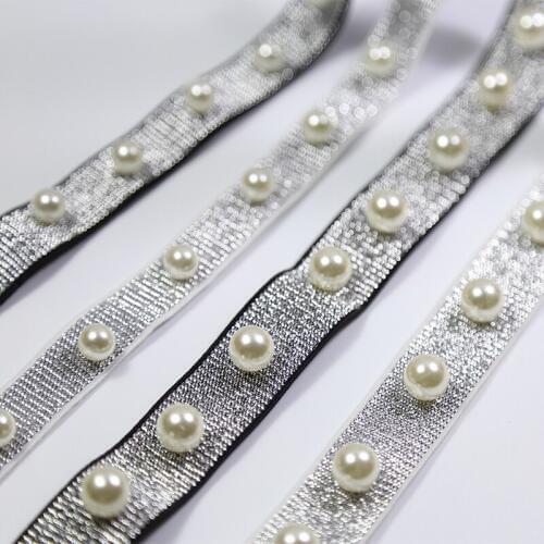 New skin-friendly pearl elastic band silver wire elastic webbing rubber band flat elastic rubber waist belt shoulder strap