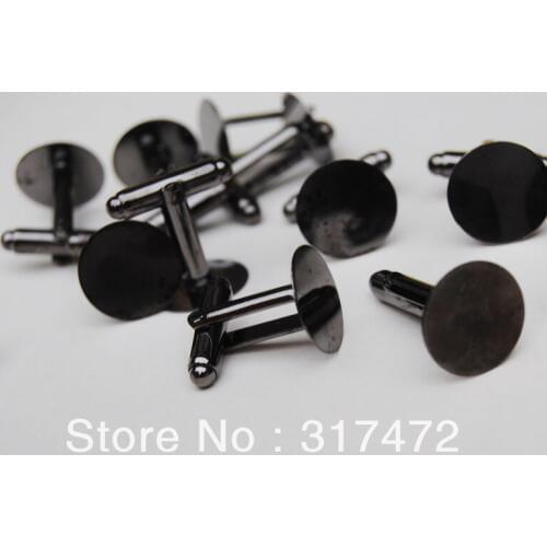 New 14mm Blank Gun Black Plated Cufflink Blank/Cufflink findings