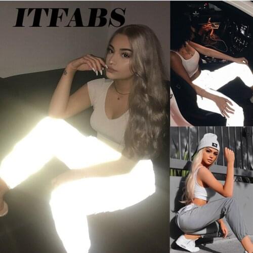 New Women Fashion Comfy 3M Reflective Novelty Fitness Pants Sports Sportswear Glow in the Dark Trousers