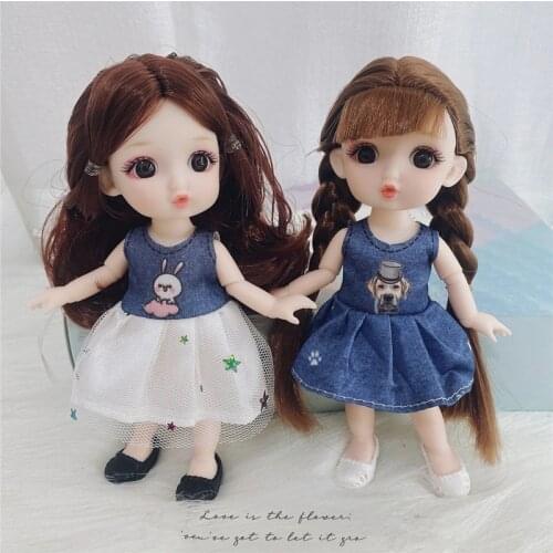 New 2Pcs/Set Of 16cm BJD Doll 13 Joint 1/12 Combination Doll Can Be Dress Up Casual Wear Shoelace Shoes Accessories Girl Toy