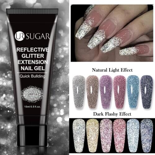 UR SUGAR Reflective Nail Extension Gel French Manicuring Neutral Color Nail Gel For Nail Extension Trendy Nail Art Design