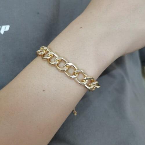 Punk Curb Cuban Chain Bracelet for Women 2021 Miami Boho Thick Gold Silver Color Charm Bracelets Bangles Fashion Jewelry