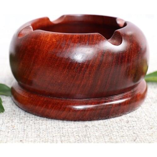 Myanmar quality solid wood ashtray Living room ashtray Mahogany smoking set 10*6cm