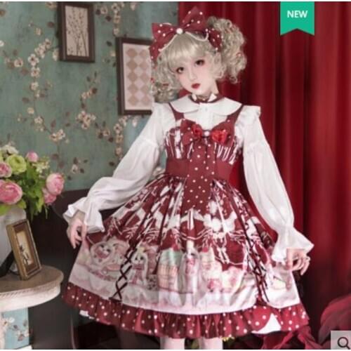 JSk cat tea party dress lolita cute little Japanese girl Gothic palace sweet princess lolita jsk kawaii girl College style
