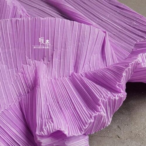 Pleated Fabric Lavender Miyake Folds Imitation Cotton Linen DIY Patches Art Painting Decor Clothes Skirt Dress Designer Fabric