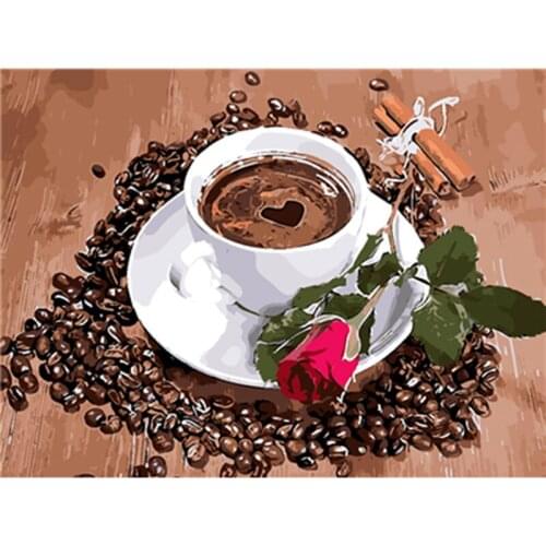 Frame Rose Coffee DIY Painting By Numbers Home Wall Art Picture Hand Painted Oil Painting For Home Decor 40x50cm Arts