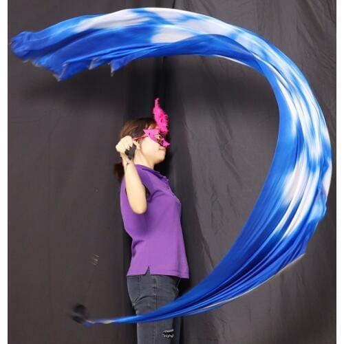Real Silk Veil POI Streamer Thrown Balls Belly Dancer Stage Performance Props Bellydance Costume Accessory POI Ball 200x90cm