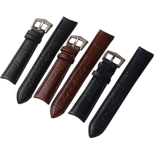 Genuine Leather Watch Strap 18MM 19mm 20mm 21mm 22mm Watch Band for Tissot Seiko PP Watchband Accessories Curved ends Black Blue