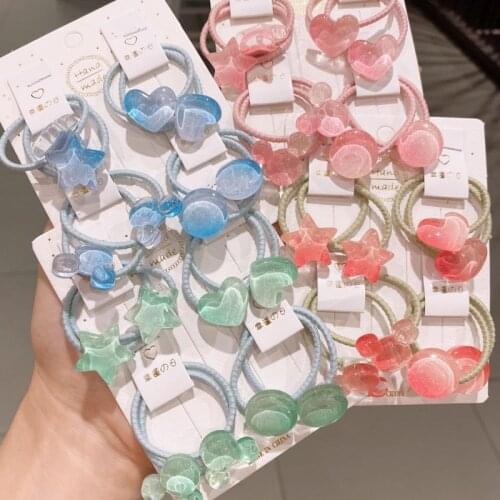 Cute Children Baby Girl Simple Princess Elastic Rubber Band Lovely Crystal Bear Heart Star Headdress Fashion Hair Accessories