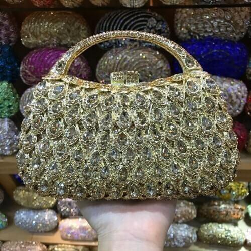 Luxury Crystal Evening Bag Clutch Gold For Women 2018 Rhinestone Ladies Wedding Party Purse Dinner Handbags Gemstone Clutches