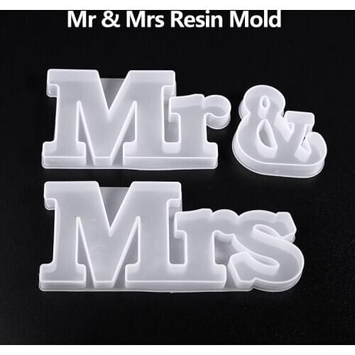 Silicone Mold Mr & Mrs Sign Word Mold Epoxy Resin Casting Mold Jewelry Making Epoxy Mould For DIY Table Decoration Art Craft