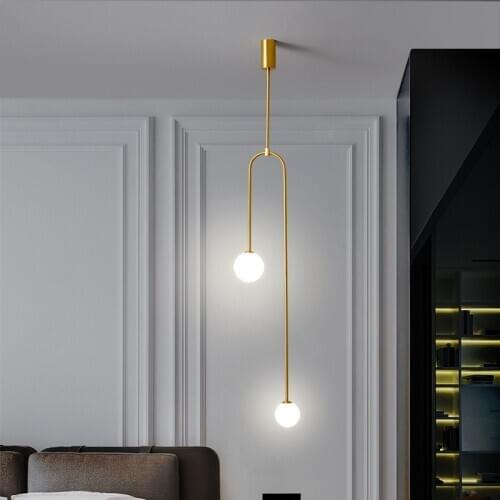 Modern Pendant Lights Fixture Golden Glass Ball Hanging Lamps Luminaire Suspension Drop Lighting Bedside Kitchen Bedroom Decor