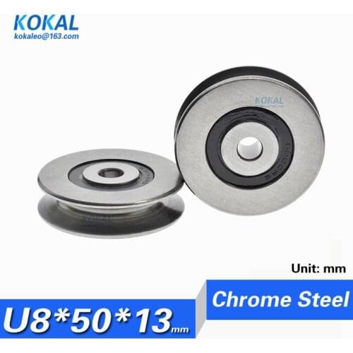 [U0850-13]1pcs Guide Roller Ball Bearings Embedded Chrome Steel U groove high loading wheel roller 8X50X13mm U608U bearing roll