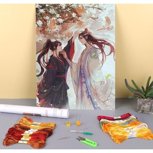 Mo Dao Zu Shi Printed Water-Soluble Canvas 11CT Cross Stitch Complete Kit DIY Embroidery DMC Threads Knitting Promotions