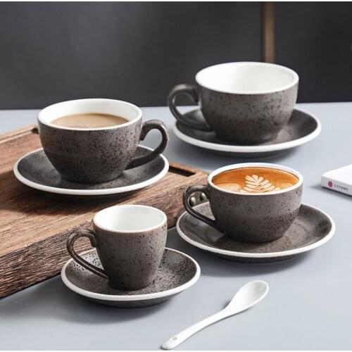 Japanese Ceramic coffee cup and saucer set 300ml Japanese and Korean style retro Italian concentrated latte cappuccino cup