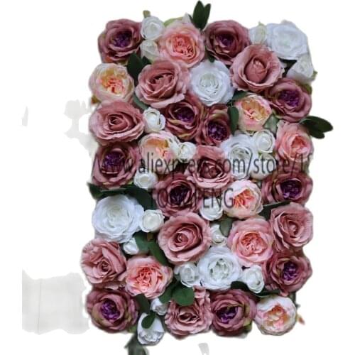 10pcs/lot Wedding decoration Artificial rose flower wall wedding background decoration With leaves artificial flowers TONGFENG