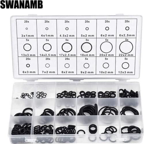 225Pcs 18 Sizes Rubber O-Ring Sealing Gasket Washer Seal Assortment Set Repair Tool Kit For Plumbing/Air or Gas Connections