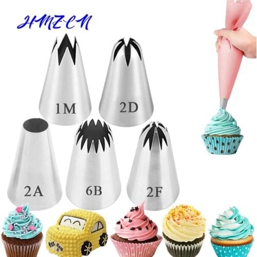 6PCS Silicone Kitchen Accessories Icing Piping Cream Pastry Bag With 5 Stainless Steel Large Nozzle DIY Cake Decorating Tips Set