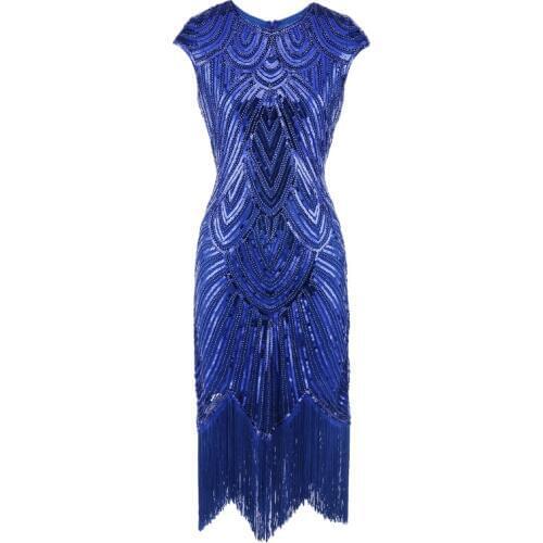 Free shipping Ladies 20s 1920s Roaring Flapper Costume Sequin Gatsby Black Blue Fancy Dress halloween jazz dress