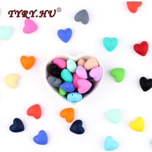 10Pcs Baby Teething Beads Food Grade Silicone Heart Beads BPA Free Chewable Baby Tooth Toys For Nursing Necklace Making