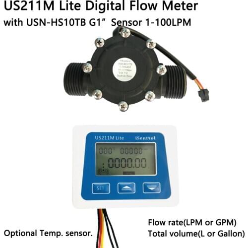 US211M Lite USN-HS10TB 1-100L/min Digital Flow Meter 5V Flow Reader Compatible with all our flow sensor, without temperature