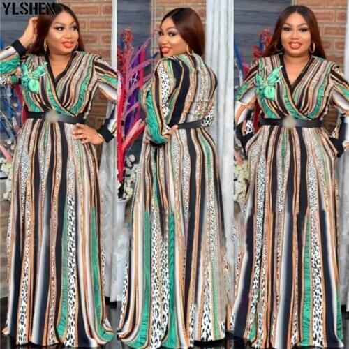 Long African Print Dresses for Women Party Evening Maxi Dress Christmas Dashiki Africa Clothes Plus Size Clothing Muslim Robe