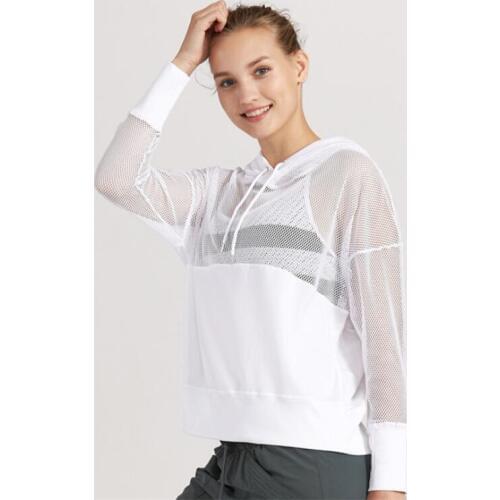 CKAHSBI Women& Female Sexy Mesh Hooded T-Shirt Breathable Yoga Fitness Running Quick-drying Top Long Sleeve Loose Clothing New