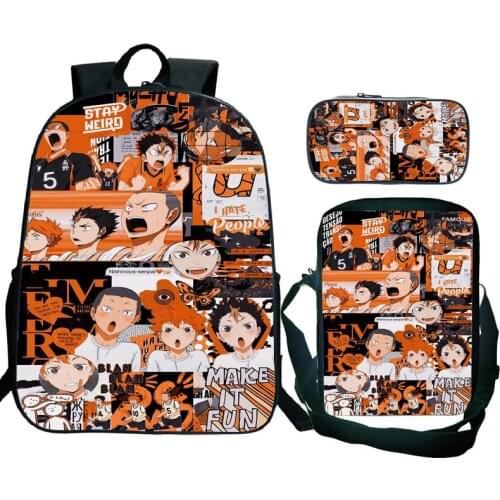 Student Haikyuu!! Backpack 3Pcs/set Boys Girls Kids Anime School Bags and Pencil Case Shoulder Bags Unisex Teens Knapsack Plecak