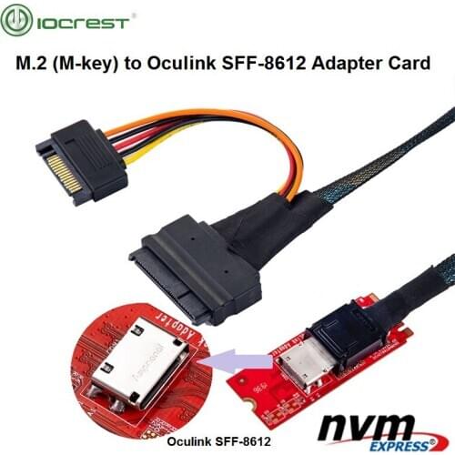 IOCREST M.2 M-Key PCIe 3.0 to Oculink SFF-8612 Host Adapter for NVMe SSD