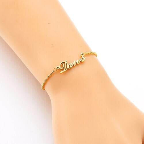 Customized Name Bracelet Personalized Stainless Steel Women Bracelet with Adjustable Box Chain DIY Fashion Jewelry