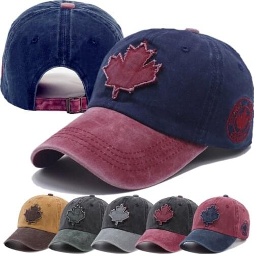 Unisex Washed Cotton Vintage Cap Canada Big Maple Leaf Embroidery Baseball Cap Men And Women Outdoor Sports Hats