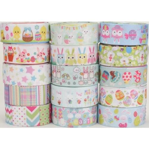 25mm mix print Easter egg cartoon print grosgrain ribbon tape 10 style 1Y/style ramdom shipping