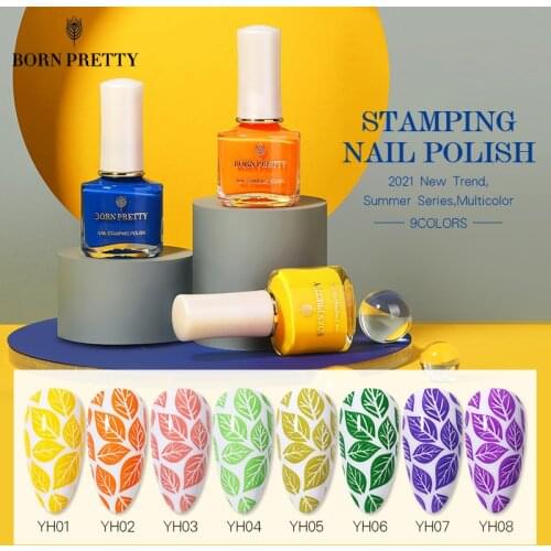 BORN PRETTY 7ml Nail Stamping Polish with Peel Off Nail Latex Spring Summer Nail Art Varnish Stamp Polish for Manicuring Design