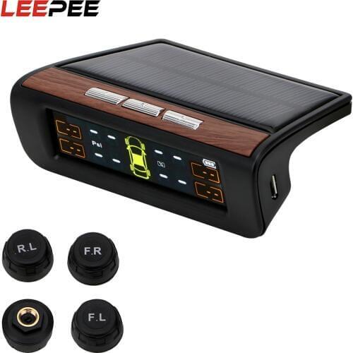 LEEPEE Digital LCD Display Tyre Pressure Monitoring System Car TPMS Solar Power Auto Security Alarm Systems Monitor