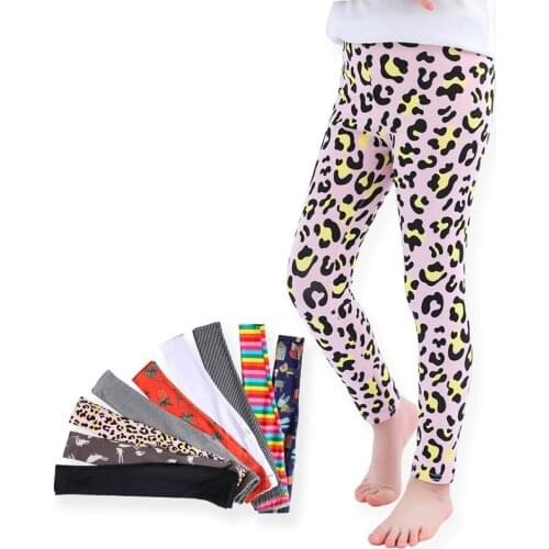 Kids Girls Leggings Pants Children Teenager Trousers Leopard Floral Printed Skinny Pencil Pants