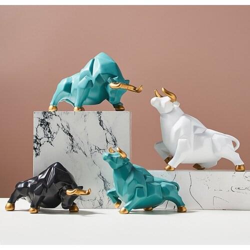 Modern Art Mini Bull Sculpture Home Simulation Gothic Decor for Design figurines miniatures