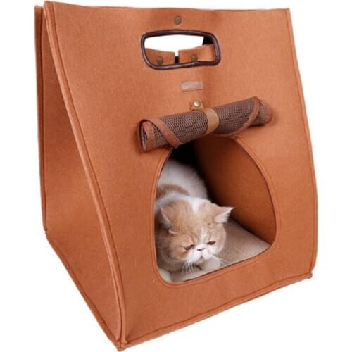 Felt Cloth Pet Cat Beds Multifunctional Foldable Detachable Portable Out Bags Warm Sleeping Cushion Dog And Cat Bag Rest House