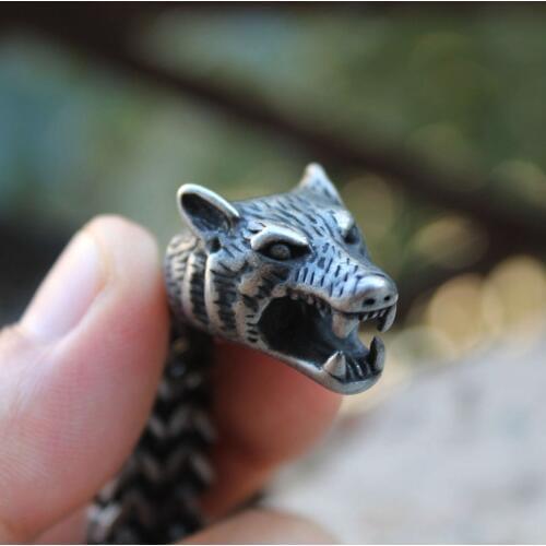 316L stainless steel bracelet Punk black Titanium steel Vikings WOLF bracelets & bangles Men boys chain bracelet Nordic Europe