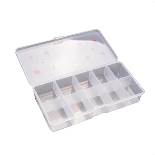 False Nail Art Tips Storage Box Container 10 Cells Compartments False Nail Art Decoration Display Tips Box