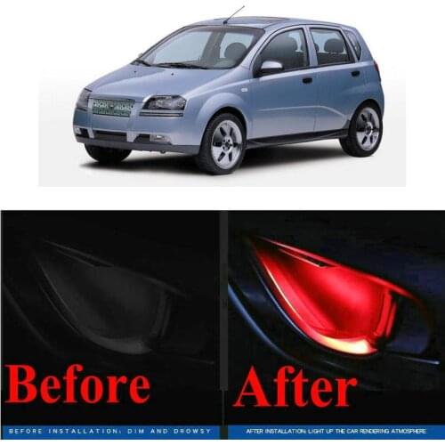 4pc CF style stickers on cars interior inside door handle atmosphere lamp for Chevrolet KALOS MATIZ NIVA NUBIRA ORLANDO SPARK