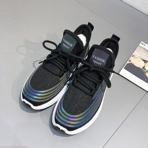 2021 New Women Reflective Thick Bottom Platform Casual Sports Fashion Breathable Mesh Shoes