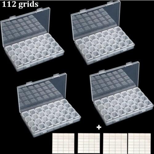 New Hot 28/56/224 Slot Diamond Painting Box Storage Accessories Tool Nail Art Rhinestone Bead Stone Storage Box Sewing Container