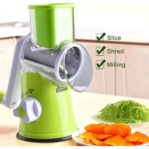 New 3 In 1 Hand Rocker Tube Cutter Stainless Steel Blade Slicer Potato Carrot Vegetable Shredder Shredder Slicer Slicer Kitchen