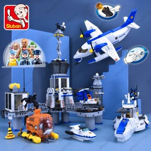 New SLuban Maritime Police Series Building Block Minifigures Educational Toy Childrens Toys For Kids Christmas Birthday Gifts