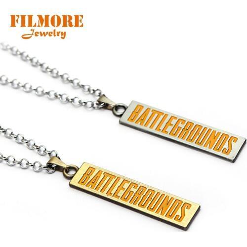 Filmore Playerunknowns Battlegrounds PUBG Necklace English Sign Long Chain Collar for Men Women Game Souvenir Wholesale