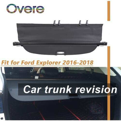 Overe 1Set Car Rear Trunk Cargo Cover For Ford Explorer 2016 2017 2018 Car-styling Black Security Shield Shade Auto accessories